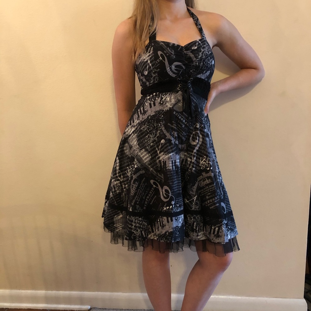 Beautiful music print halter dress